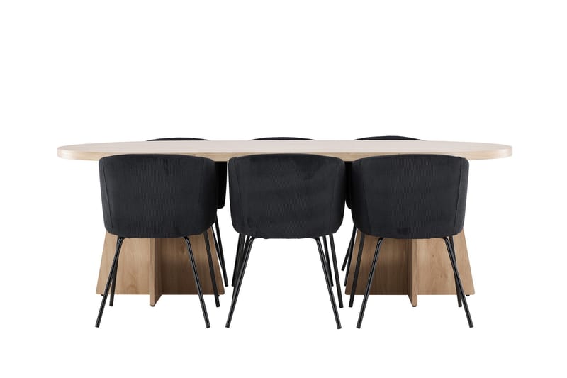 Bootcut Matgrupp 230 cm Rektangulär med 6 Berit stolar - Whitewash/Svart - Möbler - Bord & matgrupp - Matgrupp