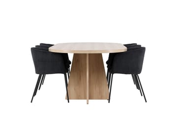 Bootcut Matgrupp 230 cm Rektangulär med 6 Berit stolar - Whitewash/Svart - Möbler - Bord & matgrupp - Matgrupp