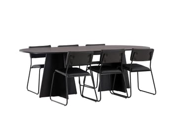 Bootcut Matgrupp 230 cm Rektangulär med 6 Kenth Stolar - Svart - Möbler - Bord & matgrupp - Matgrupp