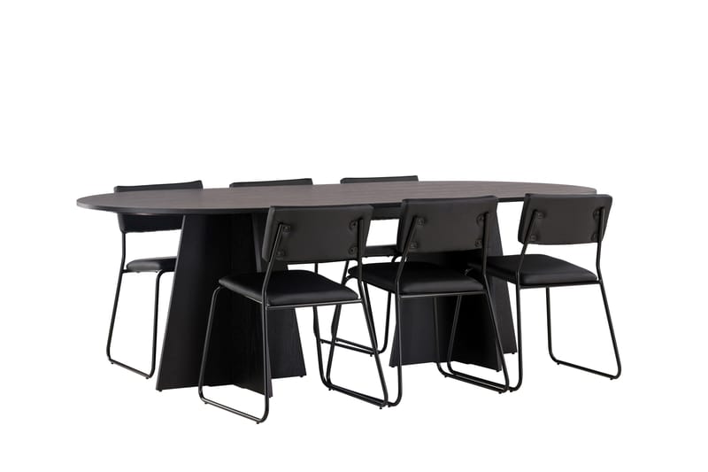 Bootcut Matgrupp 230 cm Rektangulär med 6 Kenth Stolar - Svart - Möbler - Bord & matgrupp - Matgrupp