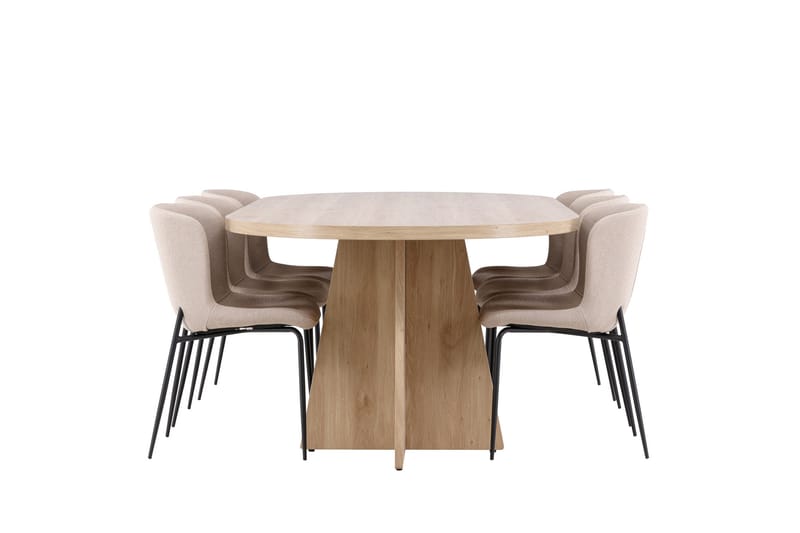 Bootcut Matgrupp 230 cm Rektangulär med 6 Modesto stolar - Whitewash/Beige - Möbler - Bord & matgrupp - Matgrupp