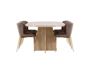 Bootcut Matgrupp 230 cm Rektangulär med 6 Modesto stolar - Whitewash/Brun - Möbler - Bord & matgrupp - Matgrupp