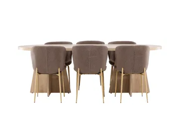 Bootcut Matgrupp 230 cm Rektangulär med 6 Modesto stolar - Whitewash/Brun - Möbler - Bord & matgrupp - Matgrupp