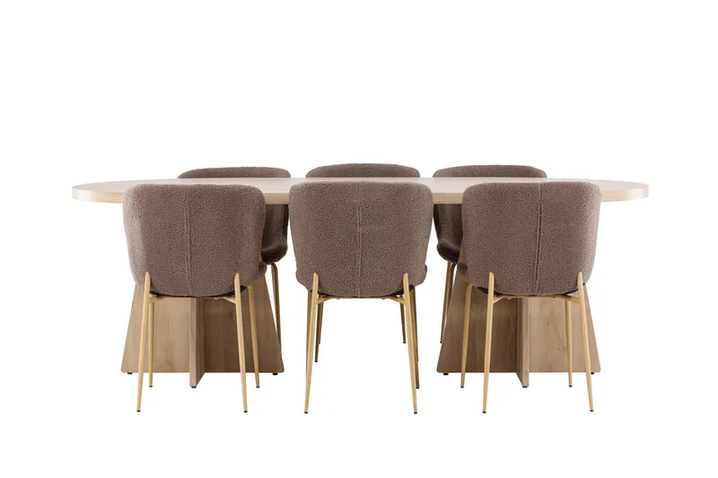 Bootcut Matgrupp 230 cm Rektangulär med 6 Modesto stolar - Whitewash/Brun - Möbler - Bord & matgrupp - Matgrupp