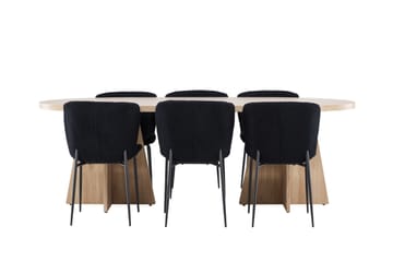 Bootcut Matgrupp 230 cm Rektangulär med 6 Modesto stolar - Whitewash/Svart - Möbler - Bord & matgrupp - Matgrupp