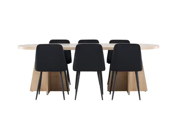 Bootcut Matgrupp 230 cm Rektangulär med 6 Night stolar - Whitewash/Svart - Möbler - Bord & matgrupp - Matgrupp