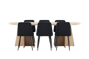 Bootcut Matgrupp 230 cm Rektangulär med 6 Night stolar - Whitewash/Svart - Möbler - Bord & matgrupp - Matgrupp