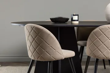 Bootcut Matgrupp 230 cm Rektangulär med 6 Velvet stolar - Beige - Möbler - Bord & matgrupp - Matgrupp