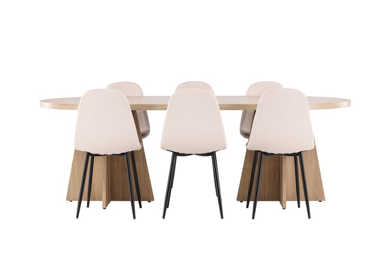 Bootcut Matgrupp 230 cm Rektangulär med 6 Polar stolar - Whitewash/Beige - Möbler - Bord & matgrupp - Matgrupp