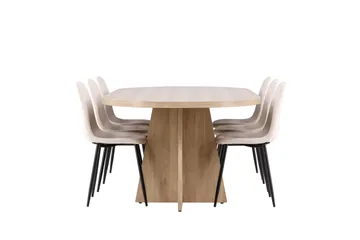 Bootcut Matgrupp 230 cm Rektangulär med 6 Polar stolar - Whitewash/Beige - Möbler - Bord & matgrupp - Matgrupp