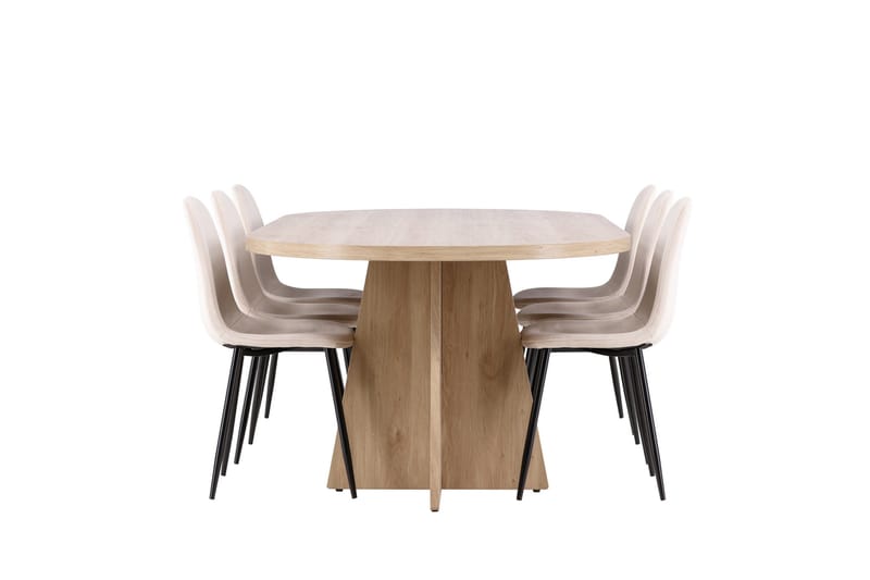 Bootcut Matgrupp 230 cm Rektangulär med 6 Polar stolar - Whitewash/Beige - Möbler - Bord & matgrupp - Matgrupp