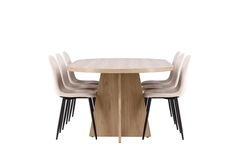 Bootcut Matgrupp 230 cm Rektangulär med 6 Polar stolar - Whitewash/Beige - Möbler - Bord & matgrupp - Matgrupp