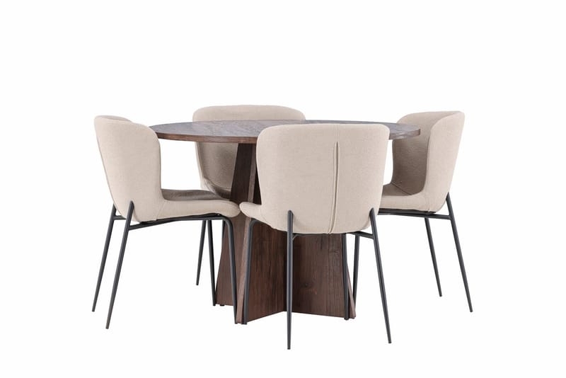 Bootcut Runt Litet Matbord 110 cm med 4 Modesto Matstol - Möbler - Bord & matgrupp - Matgrupp