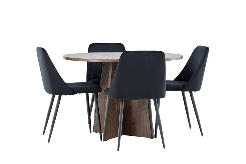 Bootcut Runt Litet Matbord 110 cm med 4 Night Matstol - Möbler - Bord & matgrupp - Matgrupp