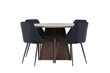 Bootcut Runt Litet Matbord 110 cm med 4 Night Matstol - Möbler - Bord & matgrupp - Matgrupp