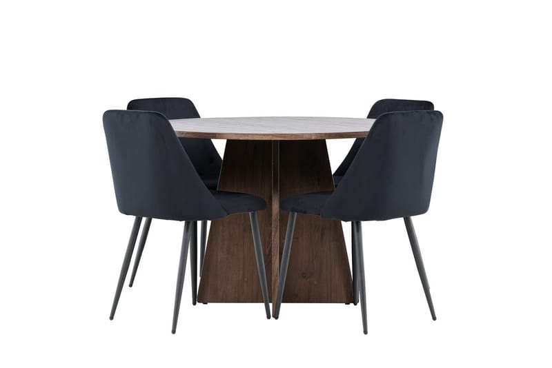 Bootcut Runt Litet Matbord 110 cm med 4 Night Matstol - Möbler - Bord & matgrupp - Matgrupp