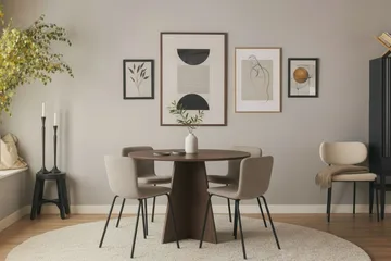 Bootcut Runt Litet Matbord Valnöt 110 cm med 4 Katy Matstolar - Möbler - Bord & matgrupp - Matgrupp