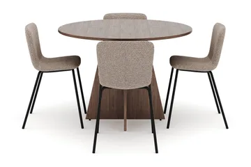 Bootcut Runt Litet Matbord Valnöt 110 cm med 4 Katy Matstolar - Möbler - Bord & matgrupp - Matgrupp