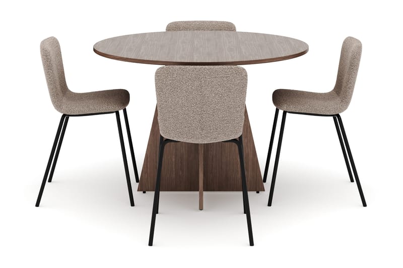 Bootcut Runt Litet Matbord Valnöt 110 cm med 4 Katy Matstolar - Möbler - Bord & matgrupp - Matgrupp