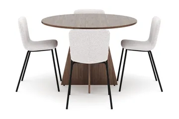 Bootcut Runt Litet Matbord Valnöt 110 cm med 4 Katy Matstolar - Möbler - Bord & matgrupp - Matgrupp