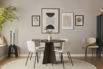 Bootcut Runt Litet Matbord Valnöt 110 cm med 4 Katy Matstolar - M öbler - Bord & matgrupp - Matgrupp