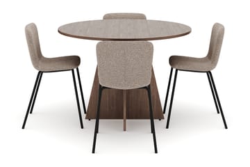 Bootcut Runt Litet Matbord Valnöt 110 cm med 4 Katy Matstolar - Möbler - Bord & matgrupp - Matgrupp