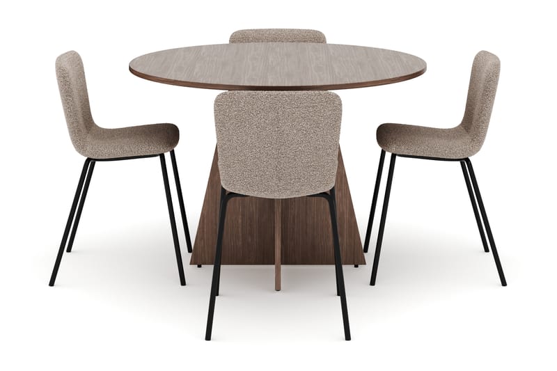 Bootcut Runt Litet Matbord Valnöt 110 cm med 4 Katy Matstolar - Möbler - Bord & matgrupp - Matgrupp