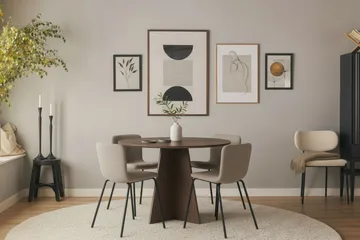 Bootcut Runt Litet Matbord Valnöt 110 cm med 4 Katy Matstolar - Möbler - Bord & matgrupp - Matgrupp