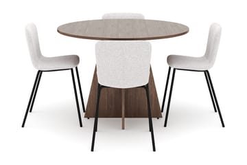 Bootcut Runt Litet Matbord Valnöt 110 cm med 4 Katy Matstolar - Möbler - Bord & matgrupp - Matgrupp