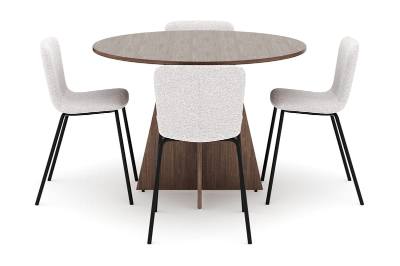 Bootcut Runt Litet Matbord Valnöt 110 cm med 4 Katy Matstolar - Möbler - Bord & matgrupp - Matgrupp