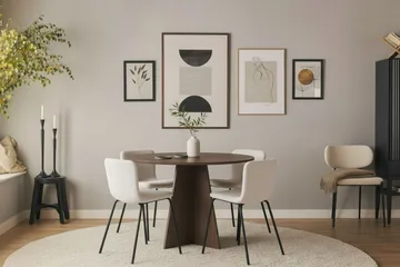 Bootcut Runt Litet Matbord Valnöt 110 cm med 4 Katy Matstolar - Möbler - Bord & matgrupp - Matgrupp