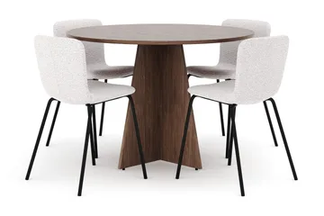 Bootcut Runt Litet Matbord Valnöt 110 cm med 4 Katy Matstolar - Möbler - Bord & matgrupp - Matgrupp