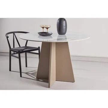 Bootcut Runt Matbord 110 cm i Sten med Marmorutseende - Beige - Möbler - Bord & matgrupp - Marmorbord