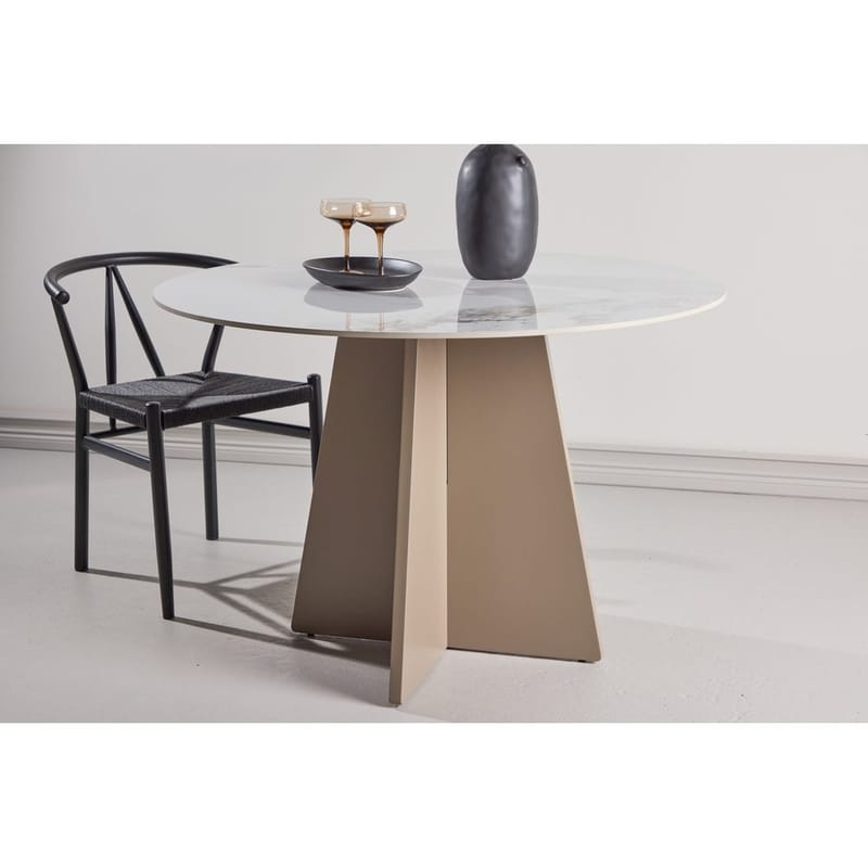 Bootcut Runt Matbord 110 cm i Sten med Marmorutseende - Beige - Möbler - Bord & matgrupp - Marmorbord