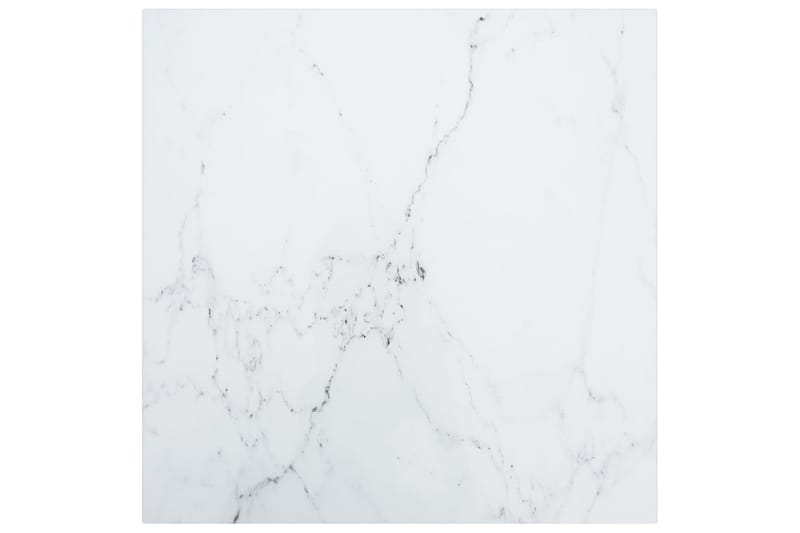 Bordsskiva vit 50x50 cm 6 mm härdat glas med marmortextur - Vit - Illäggsskiva - Bordsskiva