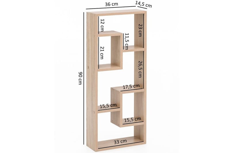 Vägghylla Wohnling melaminbelagd MDF, förvaringshylla, modern stil Sonoma - Sonoma - Förvaring - Hylla - Bokhylla
