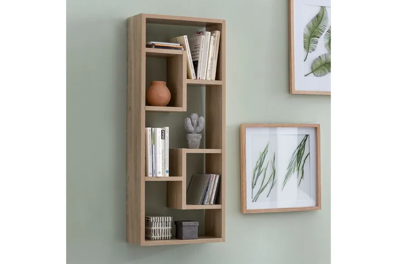 Vägghylla Wohnling melaminbelagd MDF, förvaringshylla, modern stil Sonoma - Sonoma - Förvaring - Hylla - Bokhylla