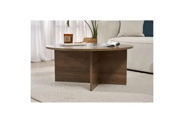 Boro Runt Soffbord 90 cm i Trä med Korsformat Underrede - Brun - Möbler - Bord & matgrupp - Soffbord