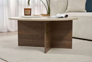 Boro Soffbord 90x40x90 cm - Travertine och Walnut - Möbler - Bord & matgrupp - Soffbord