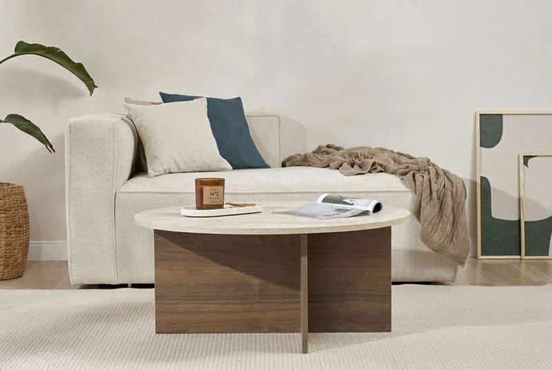 Boro Soffbord 90x40x90 cm - Travertine och Walnut - Möbler - Bord & matgrupp - Soffbord