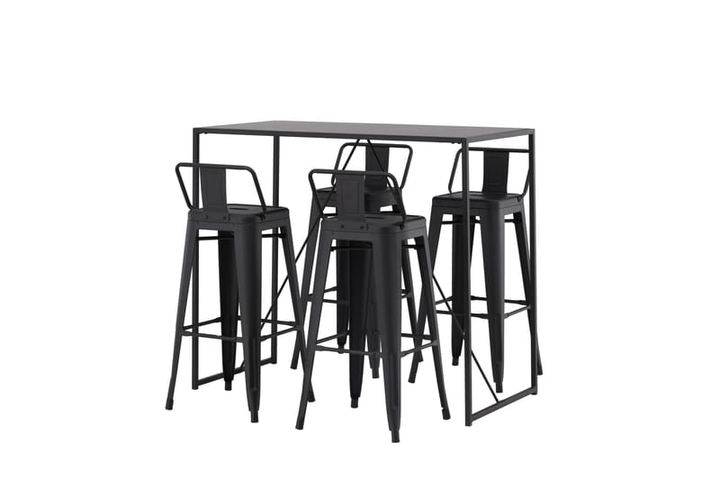 Brea Barbord 60x120 cm med 4 Tempe Stolar - Svart - Möbler - Bord & matgrupp - Barbord & ståbord