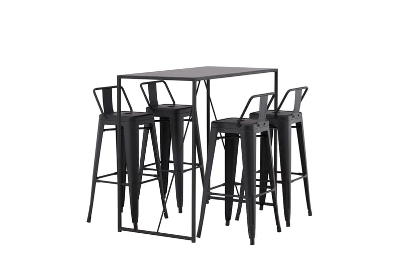 Brea Barbord 60x120 cm med 4 Tempe Stolar - Svart - Möbler - Bord & matgrupp - Barbord & ståbord