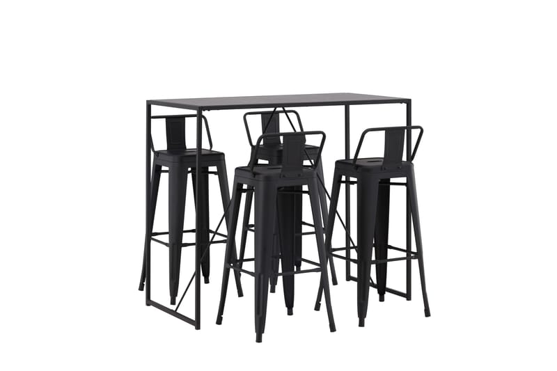 Brea Barbord 60x120 cm med 4 Tempe Stolar - Svart - Möbler - Bord & matgrupp - Barbord & ståbord