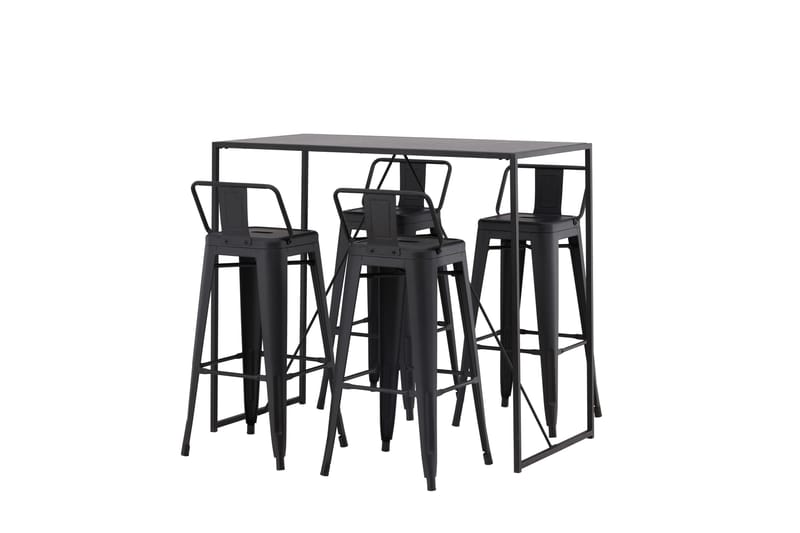 Brea Barbord 60x120 cm med 4 Tempe Stolar - Svart - Möbler - Bord & matgrupp - Barbord & ståbord