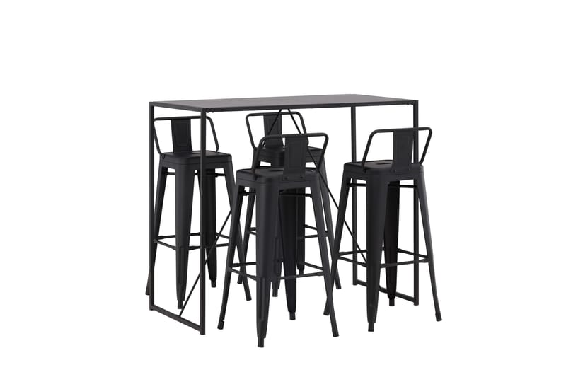 Brea Barbord 60x120 cm med 4 Tempe Stolar - Svart - Möbler - Bord & matgrupp - Barbord & ståbord