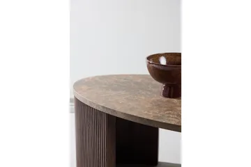 Bristol 120 cm Ovalt Soffbord i Marmor med Räfflade Träben - Mellanbrun - Möbler - Bord & matgrupp - Soffbord