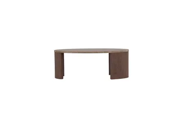 Bristol 120 cm Ovalt Soffbord i Marmor med Räfflade Träben - Mellanbrun - Möbler - Bord & matgrupp - Soffbord