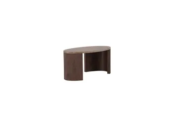 Bristol 120 cm Ovalt Soffbord i Marmor med Räfflade Träben - Mellanbrun - Möbler - Bord & matgrupp - Soffbord
