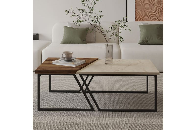 Bulskoll Soffbord 120 cm - Travertine/Valnöt - Möbler - Bord & matgrupp - Soffbord