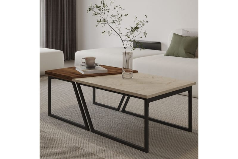 Bulskoll Soffbord 120 cm - Travertine/Valnöt - Möbler - Bord & matgrupp - Soffbord